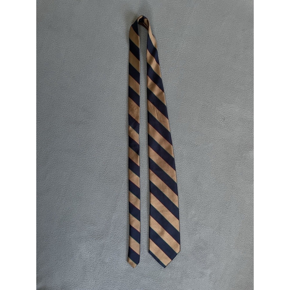 Brooks Brothers Makers Tie Mens One Size Brown / Blue Striped Silk Tie - Picture 2 of 4